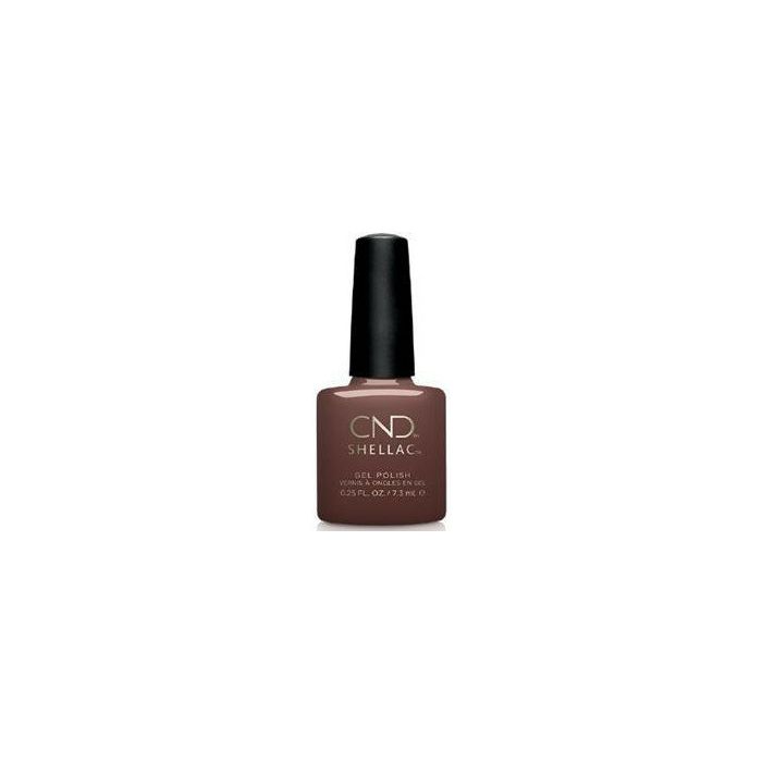 CND Shellac Arrowhead 7,3 ml diepe bruinrode donkerbruine gellakfles op witte achtergrond