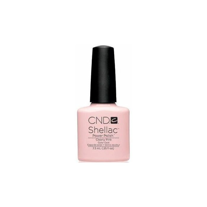 CND Shellac Clearly Pink 7.3ml, en transparante gellak voor naturel of French manicure.