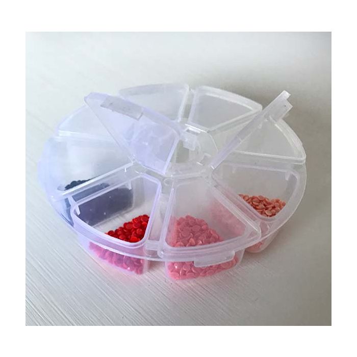 Bell'ure Nail Art Carrousel Opbergdoos met vakjes voor glitter, Swarovski steentjes, rhinestones, parels en kleine nail art decoraties.