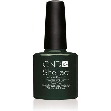 CND Shellac Aura 7,3 ml warm donkergroene gellakfles op witte achtergrond