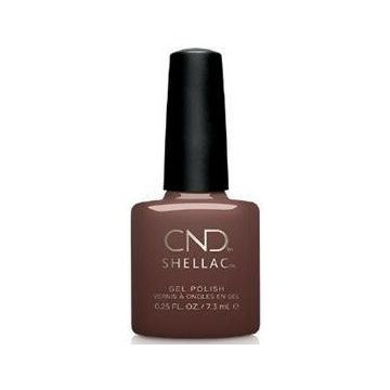 CND Shellac Arrowhead 7,3 ml diepe bruinrode donkerbruine gellakfles op witte achtergrond