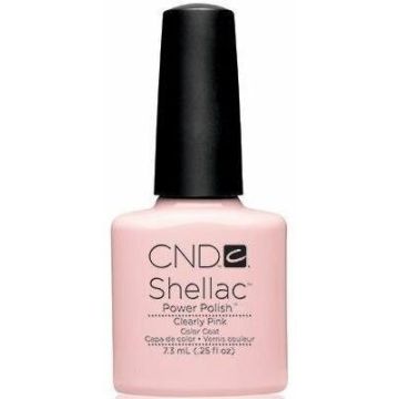 CND Shellac Clearly Pink 7.3ml, en transparante gellak voor naturel of French manicure.
