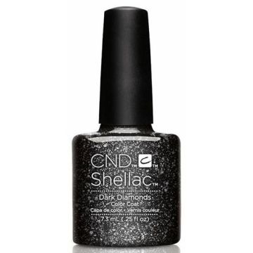 CND Shellac Dark Diamonds 7.3ml, een dekkende zwarte glitter gellak