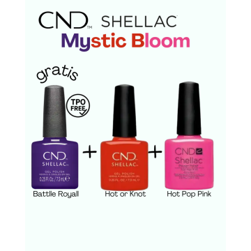 CND Shellac Mystic Bloom 201+ Hot or Knot + Hot Pop PInk + GRATIS Battle Royal